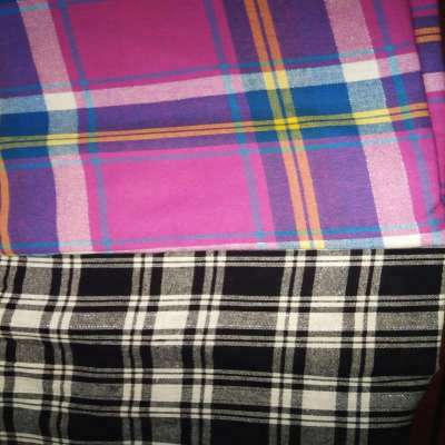 plaid stock lot cotton fabric flannel fabric in A Grade with reactive printed